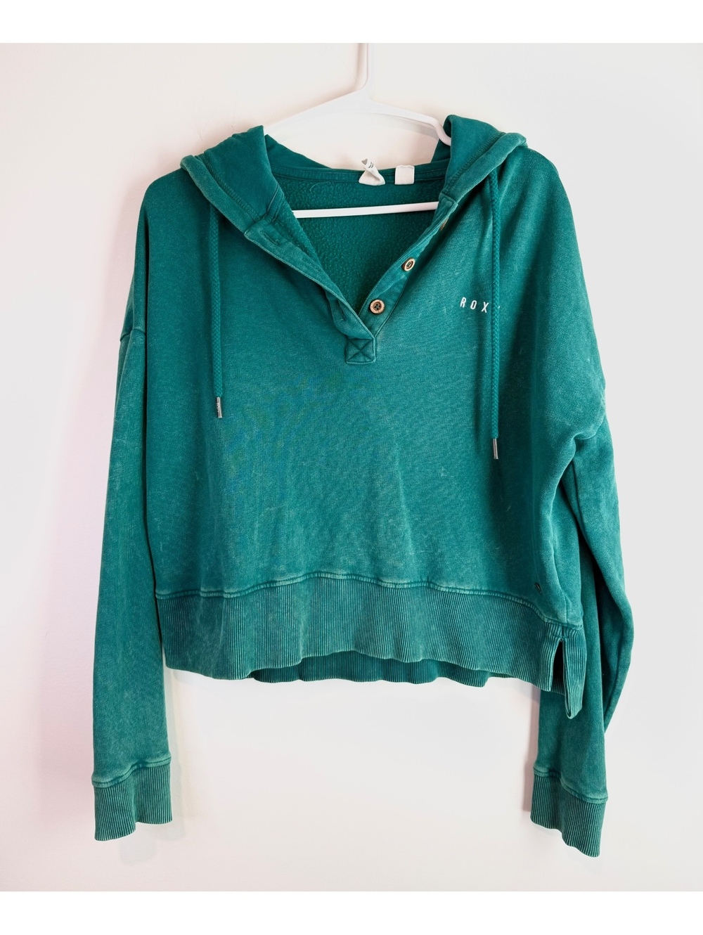 Roxy Green Pullover Cropped Hoodie Size S